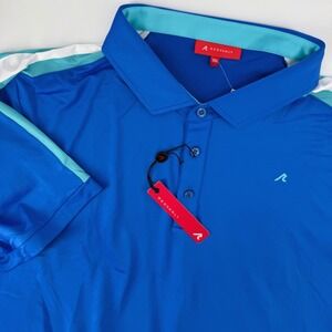 Redvanly Men XXL Sevigne Golf Polo Shirt Marine Blue Colorblock Top Short Sleeve